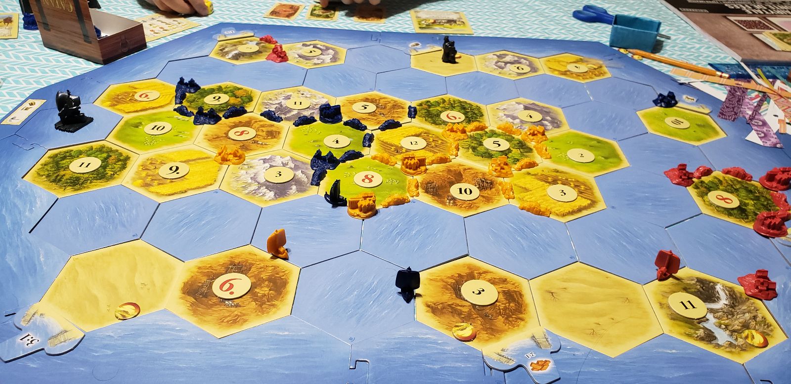 The Catan Game Board with Expansion.